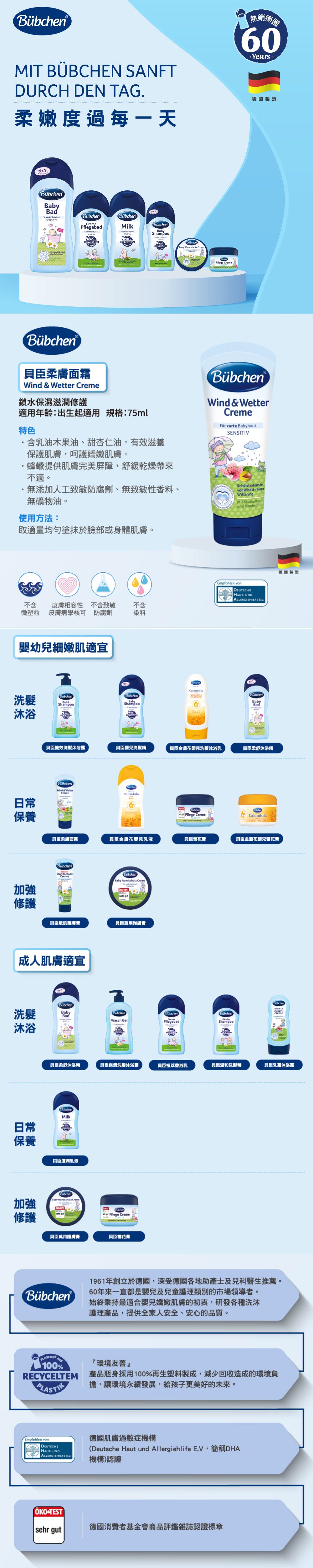 德國Bubchen 貝臣 - 柔膚面霜-75ml