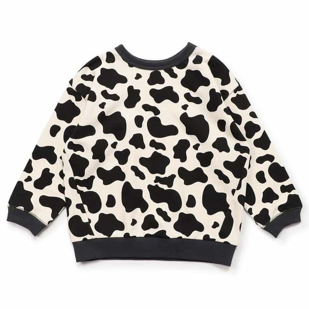 正反OK！前後兩穿縮口長袖上衣-乳牛-黑X白