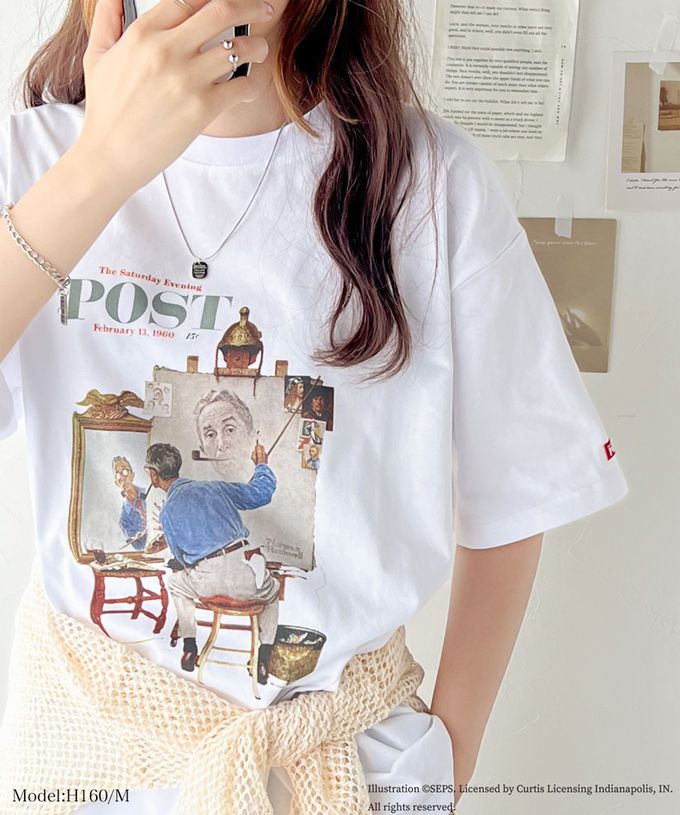 日本 Classical Elf - 設計師聯名 復古印花寬版T恤-三重自畫像-炭灰