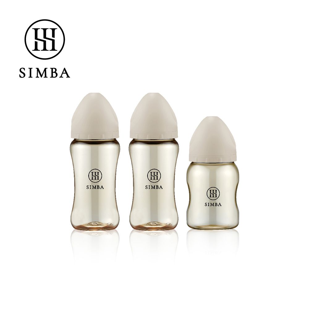 蘊蜜鉑金PPSU寬口防脹氣奶瓶輕奢組(2中1小)-新生適用-杏茶