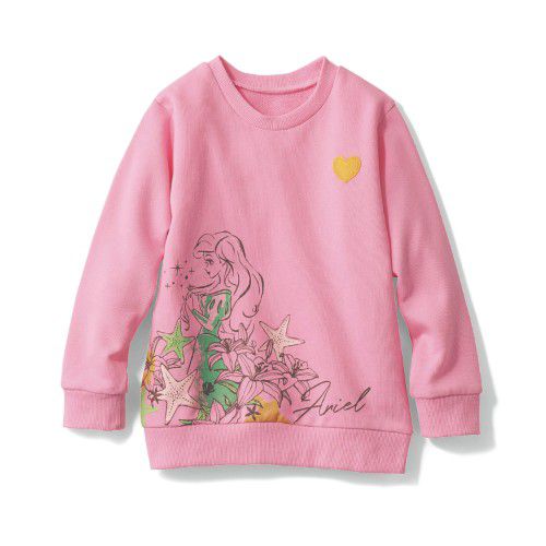 日本千趣會 - 迪士尼裏毛長T-小美人魚花朵-粉
