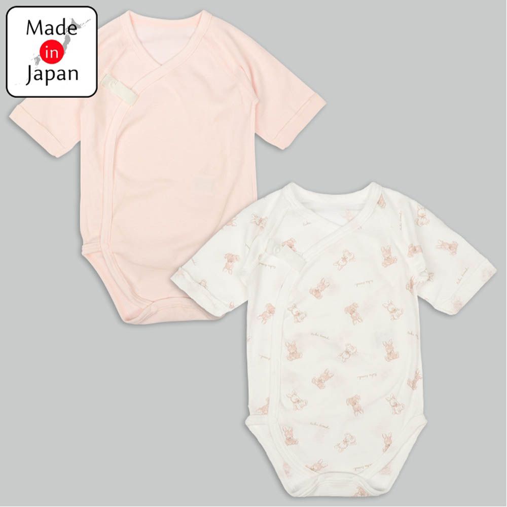 長袖包屁衣2件組-兔子-粉紅色 (50~60cm)