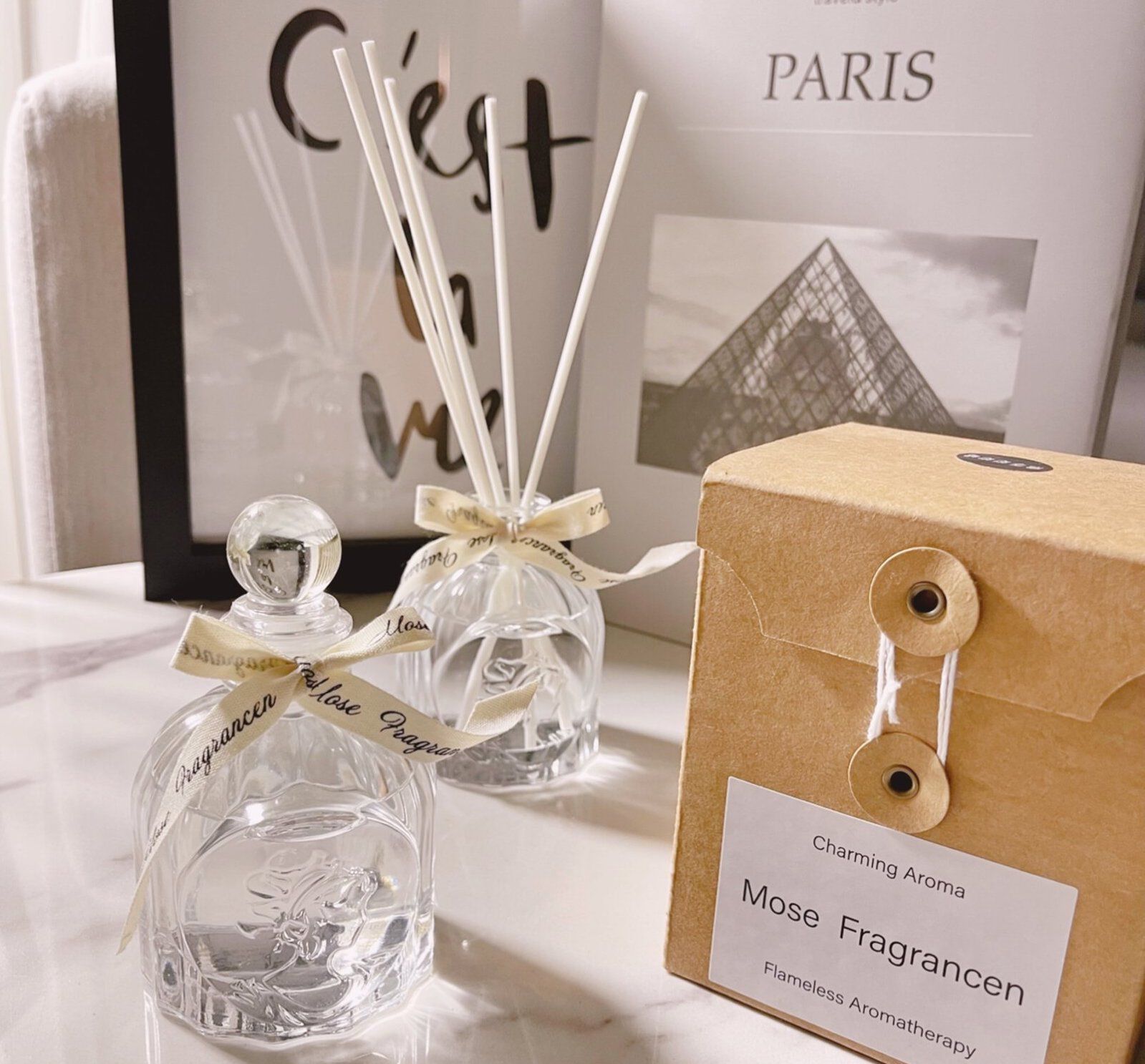 法式復古貴族浮雕玻璃瓶-室內精油香氛組-威斯汀白茶香-五星級高級飯店指定淡雅白茶香-100 mL