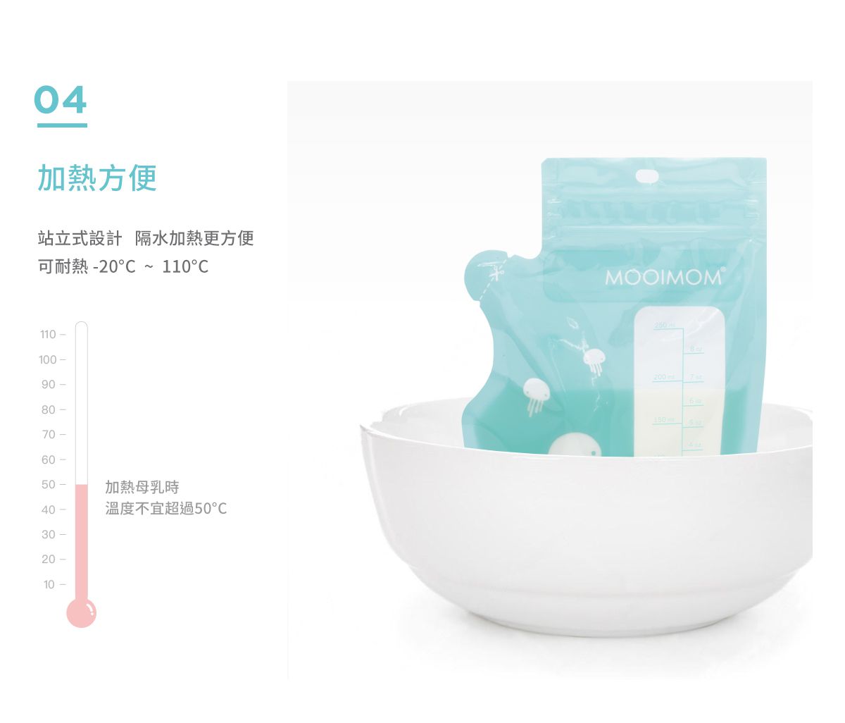 沐伊孕哺 MOOIMOM - 站立式感溫母乳儲存袋 (250ml)-30入