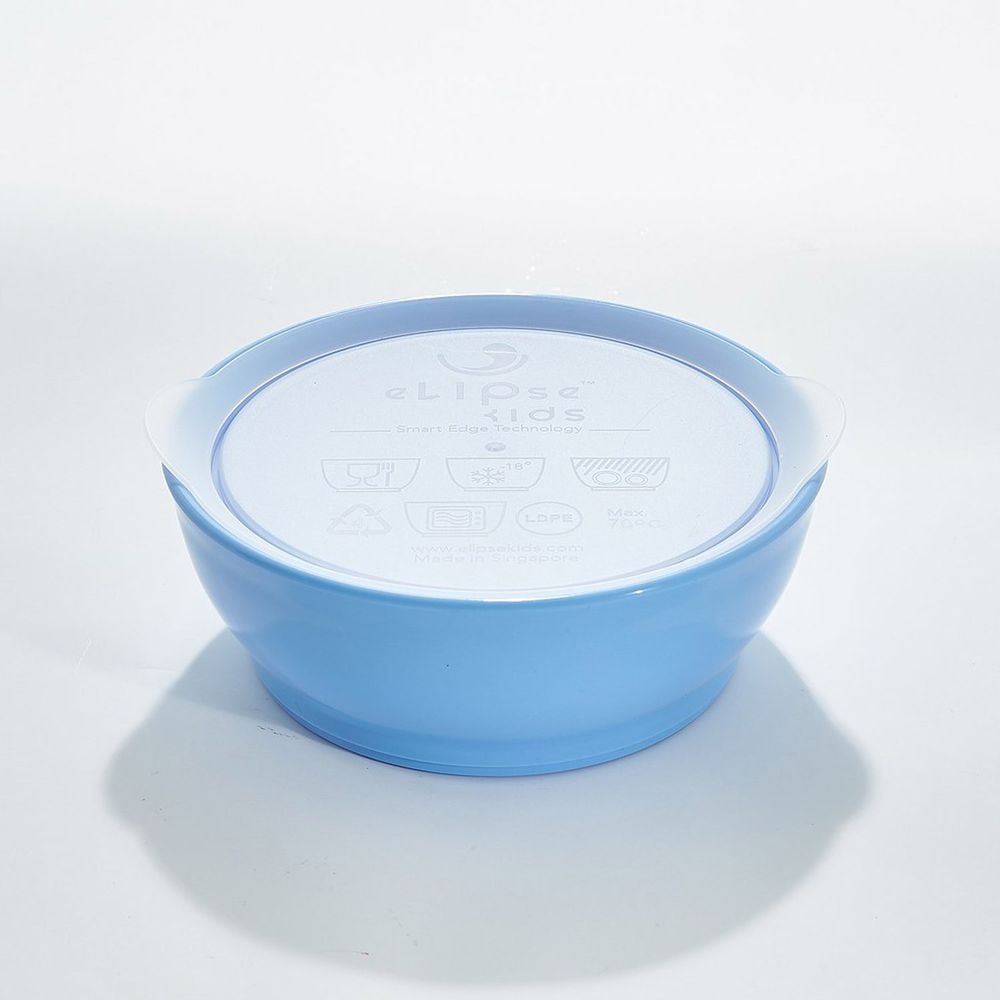 新加坡 eLipseKids - 附蓋學習餐碗-藍-355ml