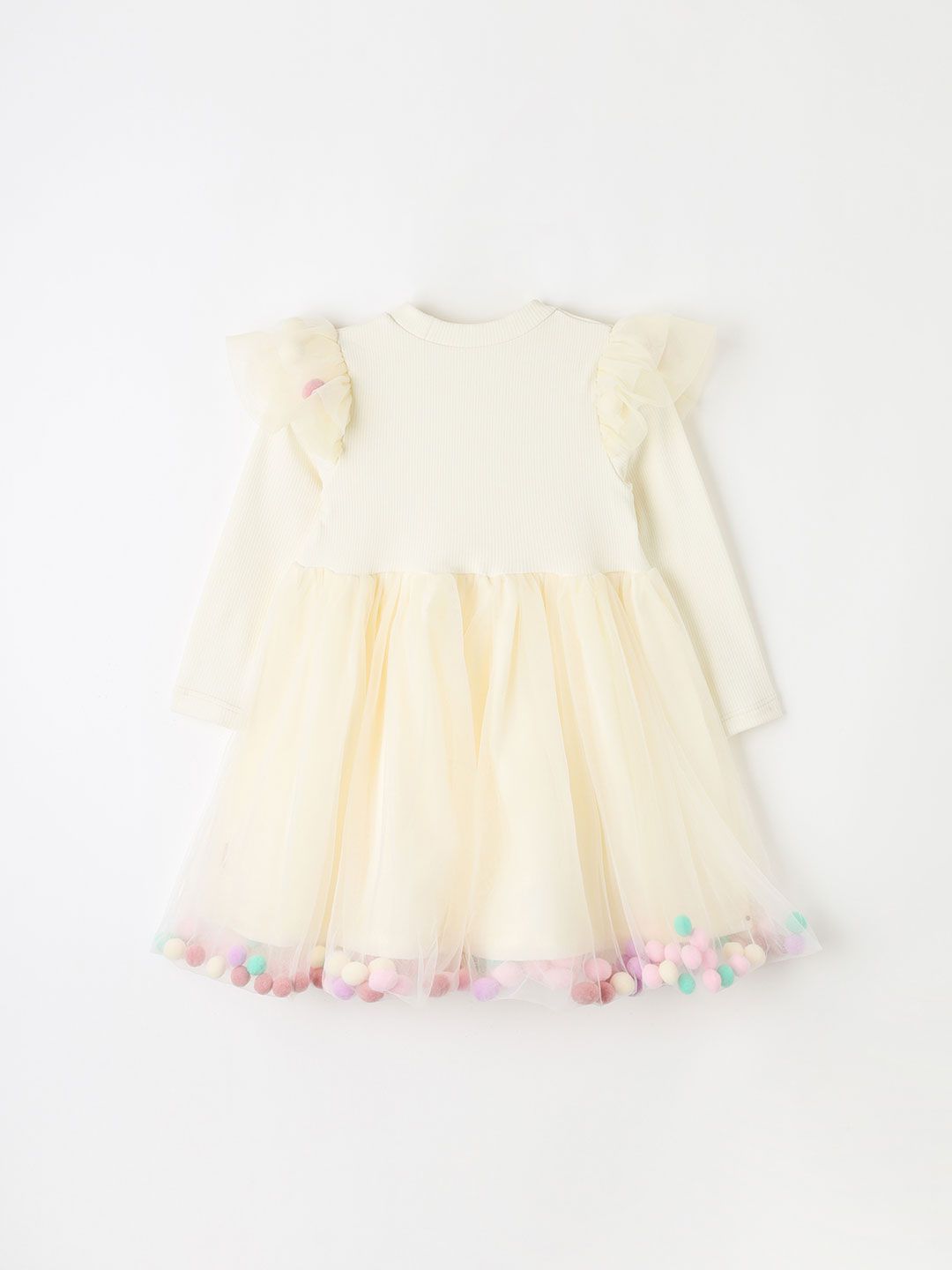 韓國 OZKIZ - 立體彩球裝飾網紗連身洋裝-米