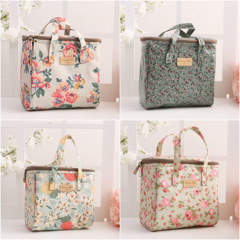 文青手提超輕量保溫防水野餐袋-清新百合 (25*23*16cm)