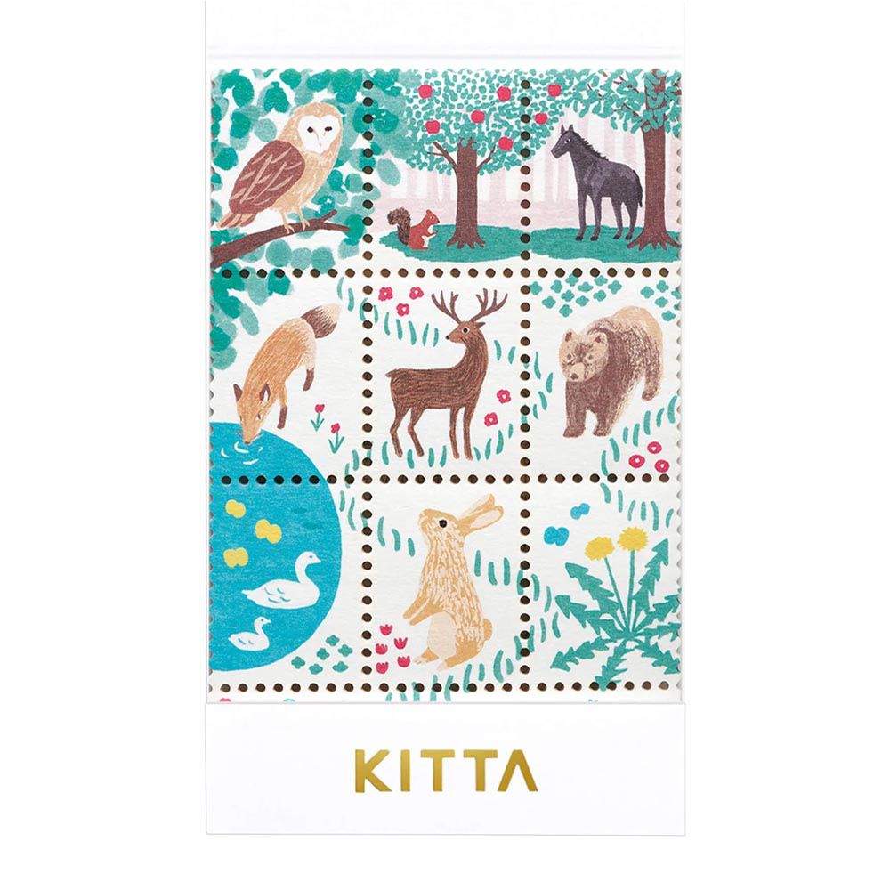 日本HITOTOKI - 美型和紙膠帶-郵票造型-森林動物