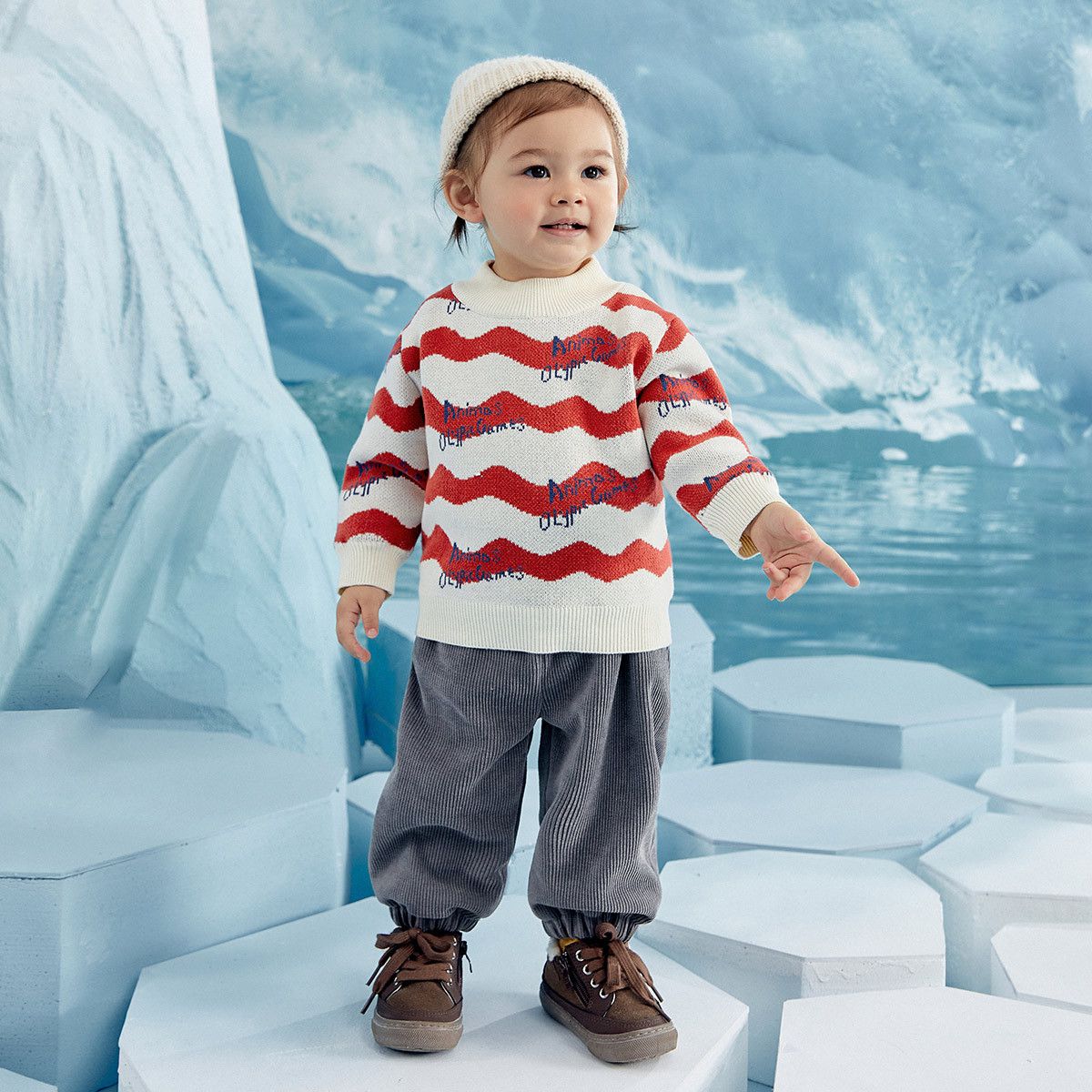 加絨加厚燈芯絨休閒長褲-海豹-粉色