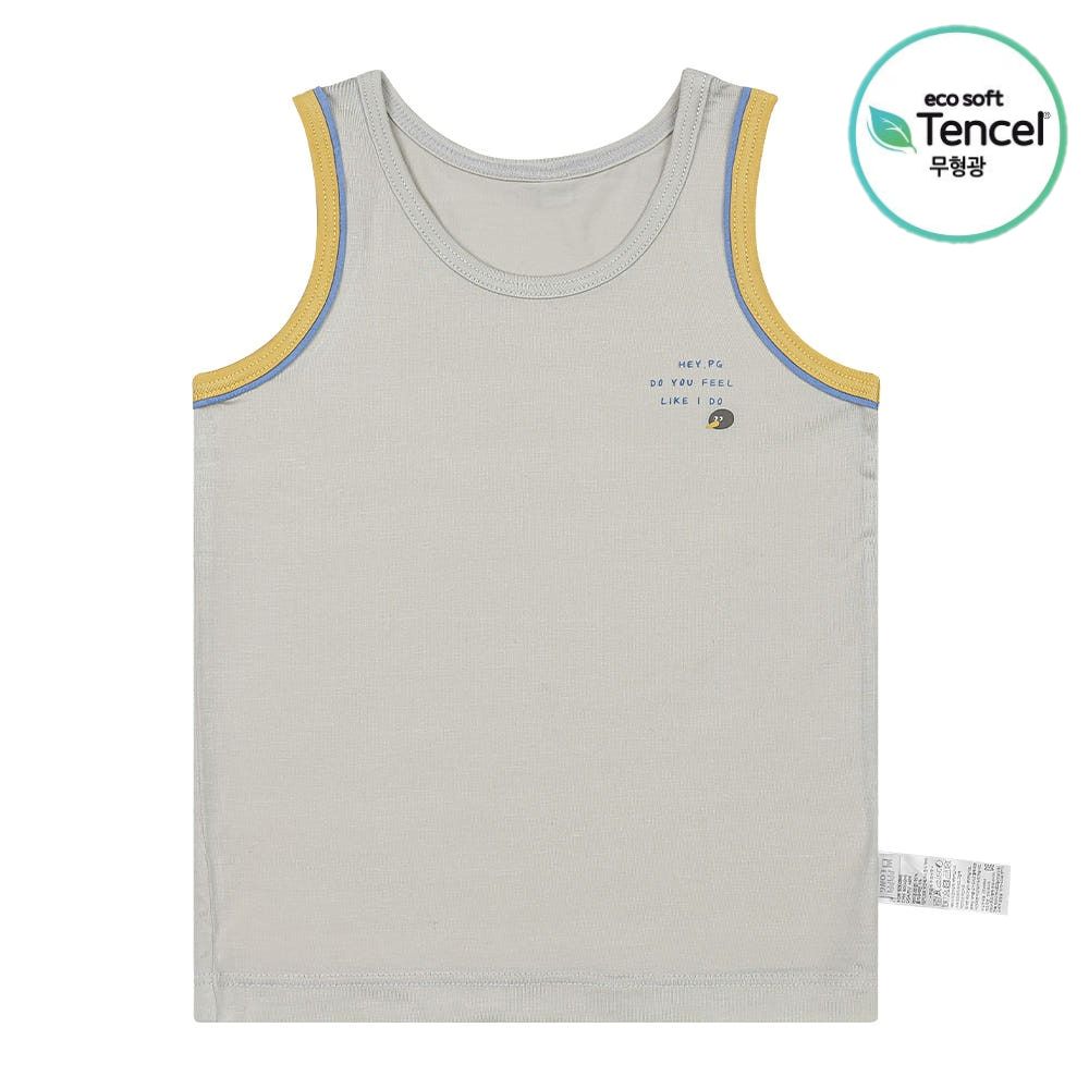 天絲纖維透氣背心內衣(男寶)-企鵝插畫-灰