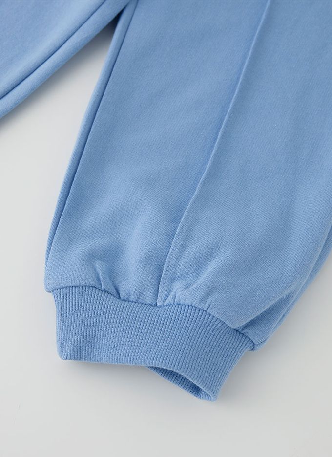 韓國 OZKIZ - 胸前徽章點綴休閒長袖套裝-粉