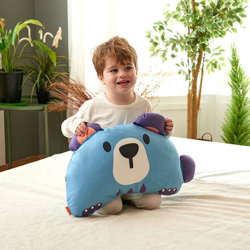 正韓Hello HiZoo - 純手工製動物夥伴防蟎抗菌兒童枕/透氣枕/護脊/護頸枕(小款)-守護熊