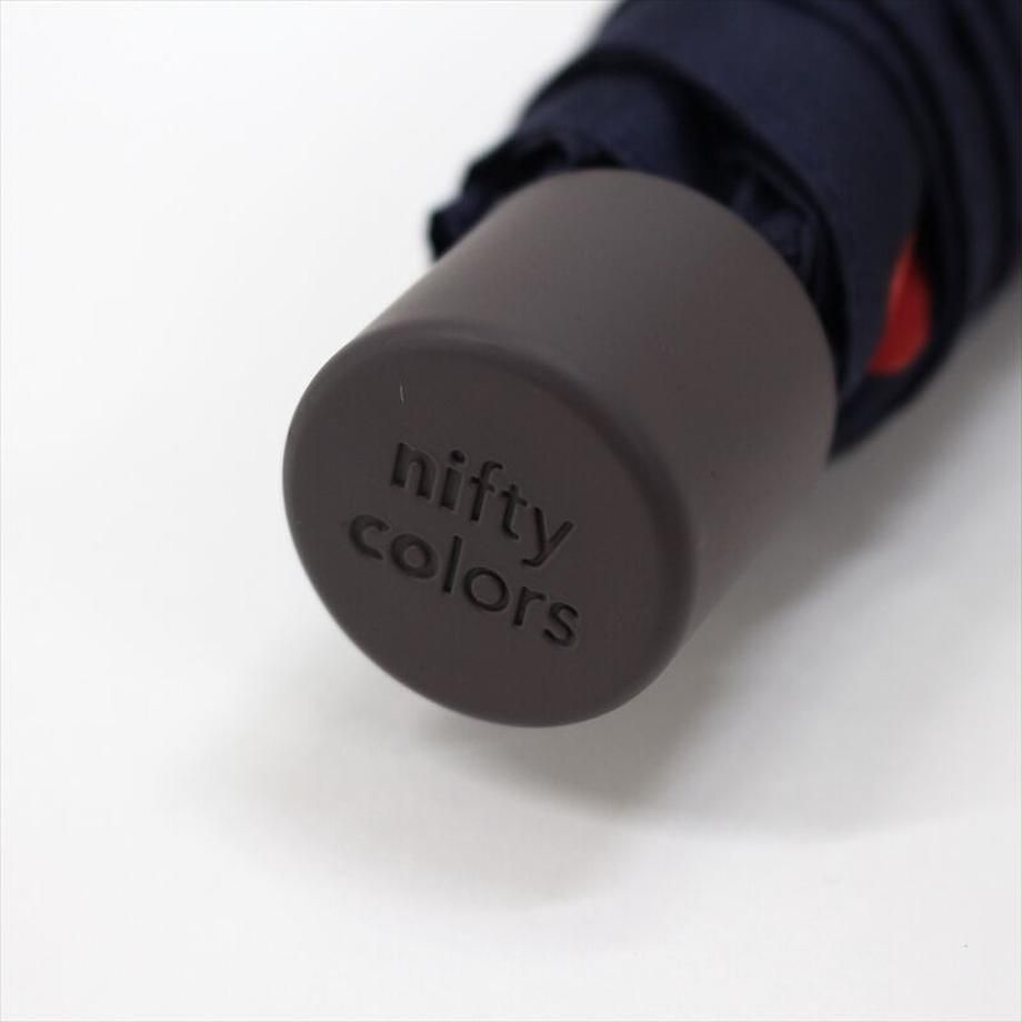 日本 nifty colors - 抗UV輕量 晴雨兩用折疊傘-甜美蘋果-深藍 (直徑88cm/160g)