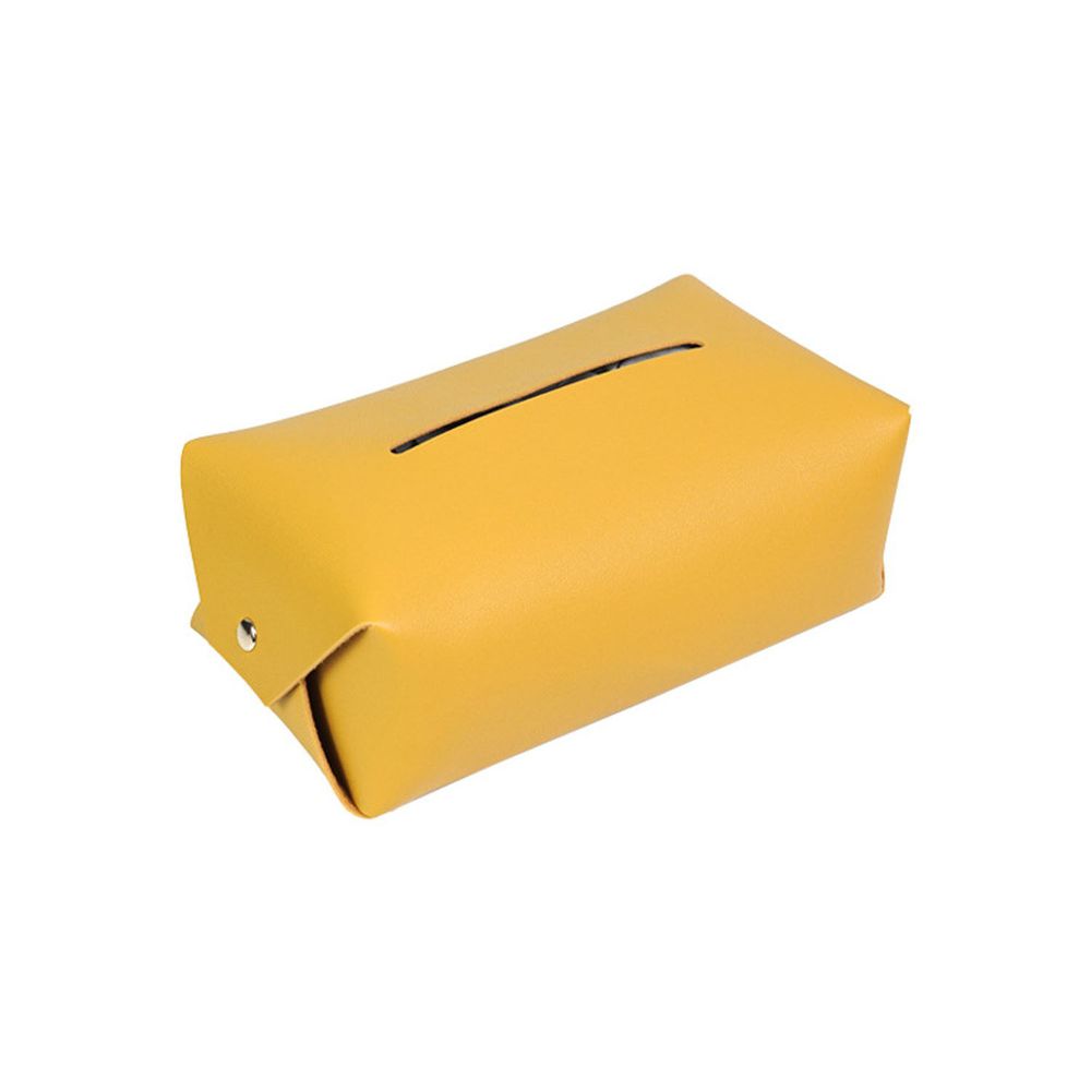 質感皮革面紙盒-方形麵包款-黃色
