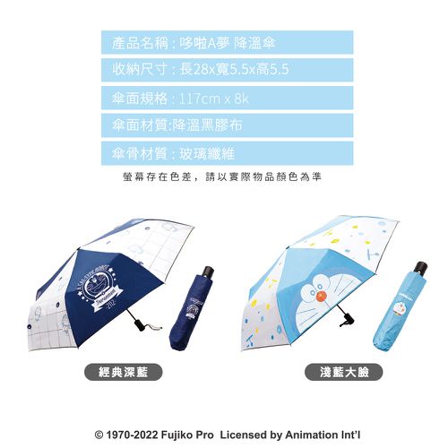哆啦a夢【淺藍大臉】一按即開 自動傘 雨傘 摺疊傘 晴雨兩用傘 抗UV傘