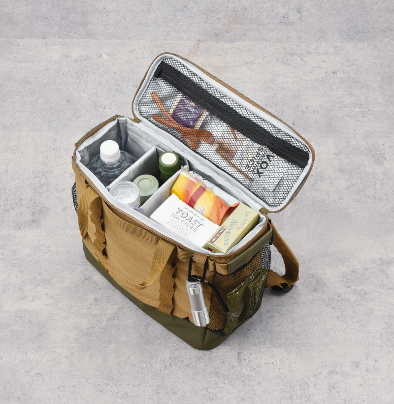 日本 Seto Craft - 露營風 方形保溫保冷提袋/後背包(附隔層*2)-黑 (L(30x12x30cm))-10L