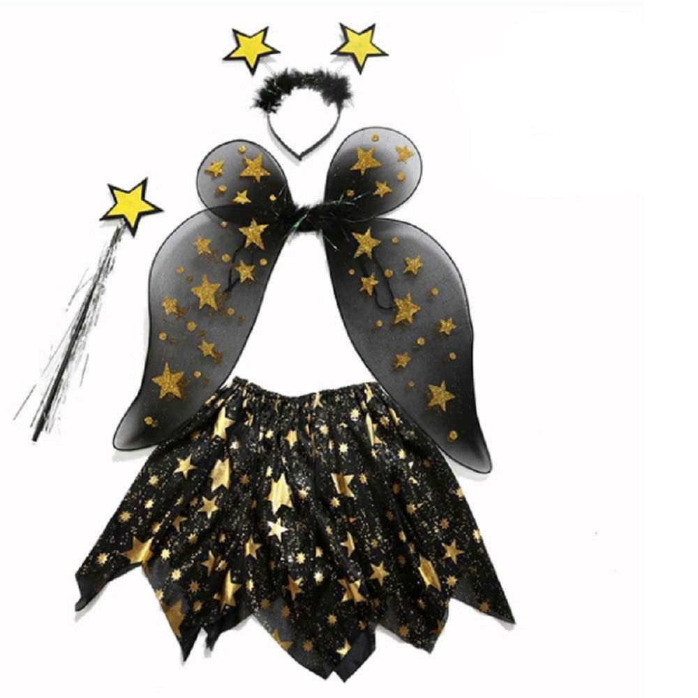 MODACore 摩達客 - 萬聖節聖誕派對-星星精靈小仙女四件組合(翅膀/裙子/髮箍/手杖) (尺寸: 適合80-120CM兒童)-一組四件