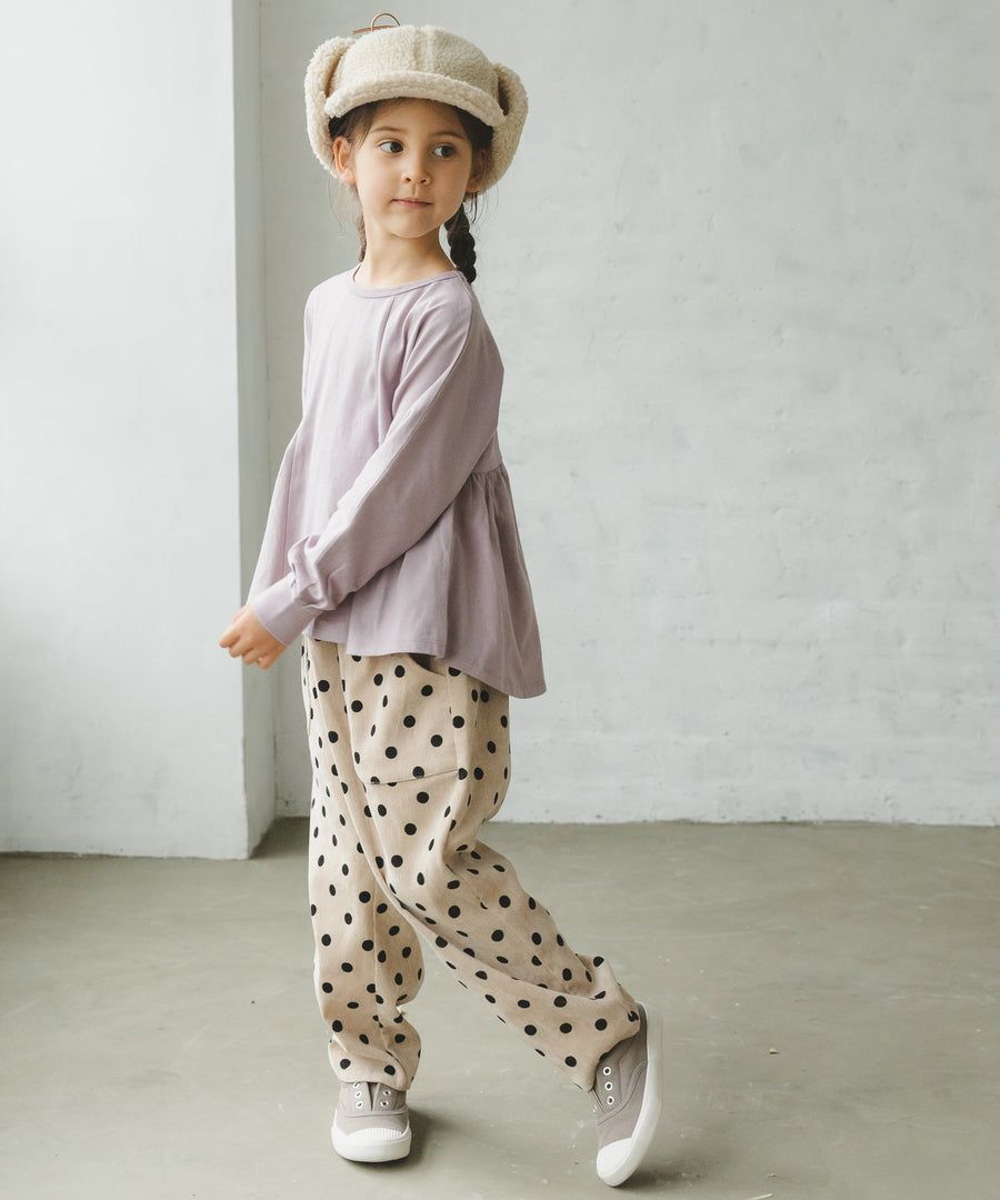 日本 PAIRMANON - 前短後長荷葉擺長袖上衣-薰衣草