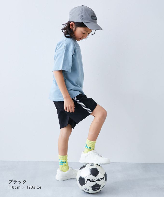 日本 devirock - 嫘縈舒適側邊條紋短褲-黑