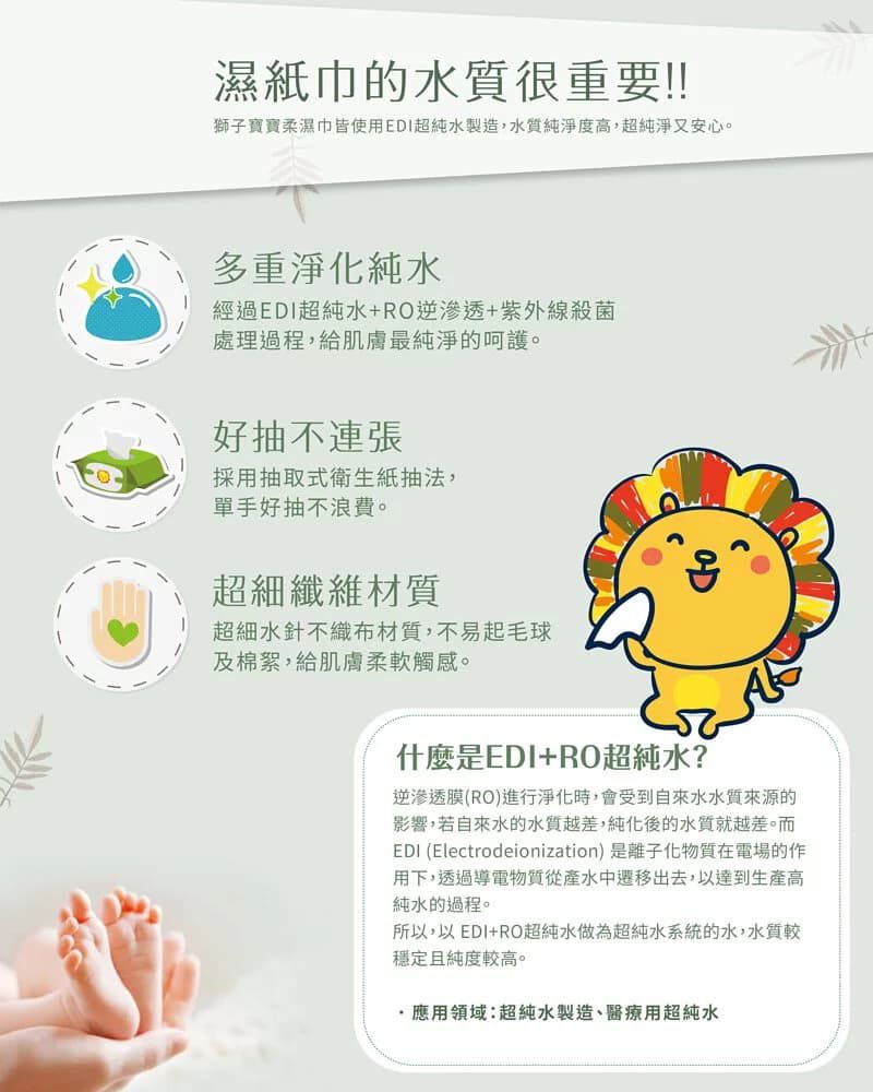 獅子寶寶 - 超純水柔濕巾厚型80抽含保濕蓋(12包/箱)