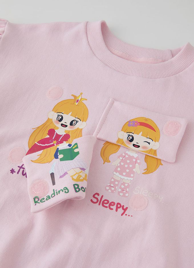 韓國 OZKIZ - 立體小女孩長袖縮口上衣-粉