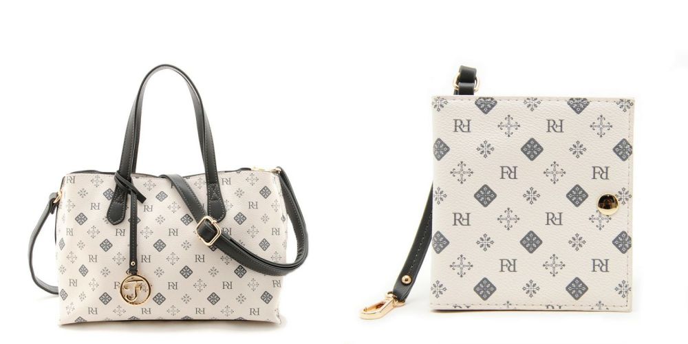 日本 FIRANO - [雜誌揭載]經典花紋仿皮兩用托特包3件組-附圍巾/口罩套-深褐 (21x33x12cm)