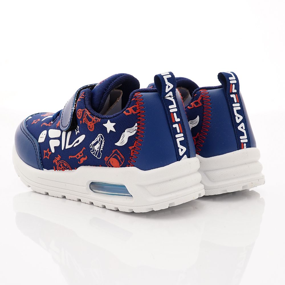 FILA - 半氣墊彈力印花運動鞋(中大童段)-藍白紅