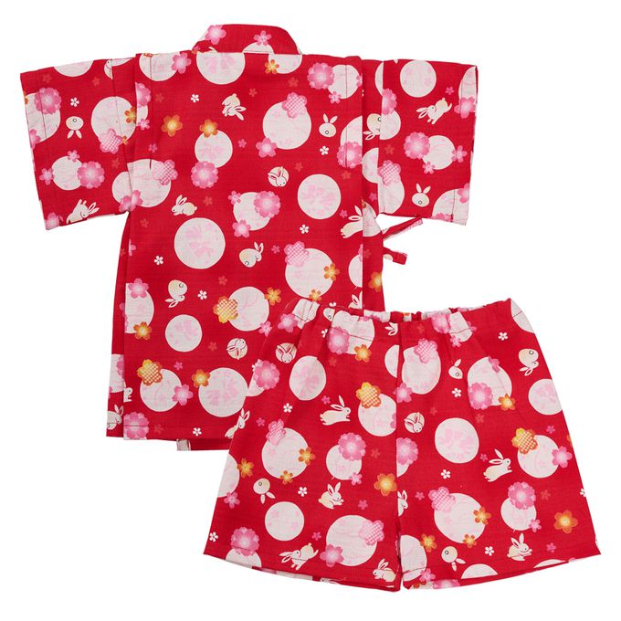 akachan honpo - 兩件式甚平-兔子-紅色