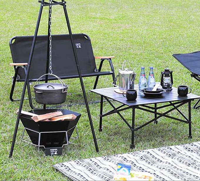 日本CAPTAIN STAG - 戶外露營鋁合金折疊單人椅 (黑色)