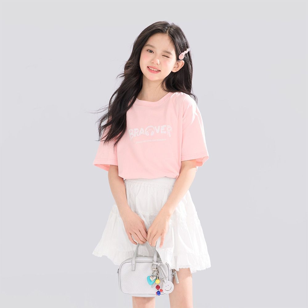 -3℃瞬間涼感短袖T-藝術塗鴉-粉色白字