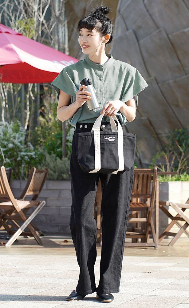 日本 zootie - 輕薄微立領長版法式袖短袖襯衫-白