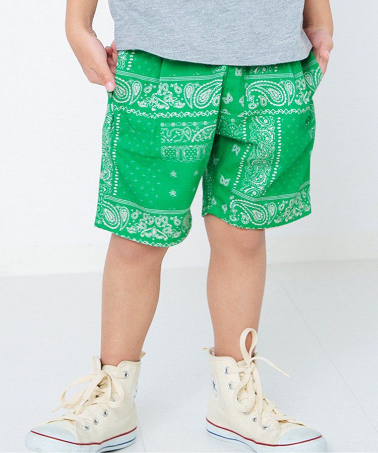 日本 BREEZE - 100%棉定番印花短褲-變形蟲-綠