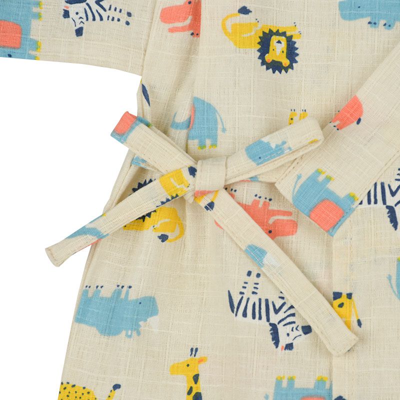 akachan honpo - 兩件式甚平-動物-淺卡其色