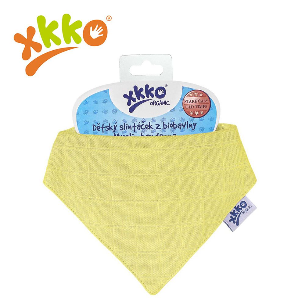 XKKO - 有機棉紗布口水巾-黃色