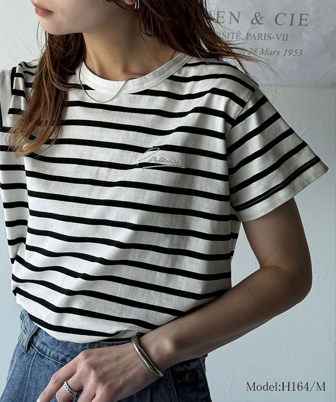 日本 Classical Elf - 胸前簡約刺繡logo有機棉短袖T恤-黑