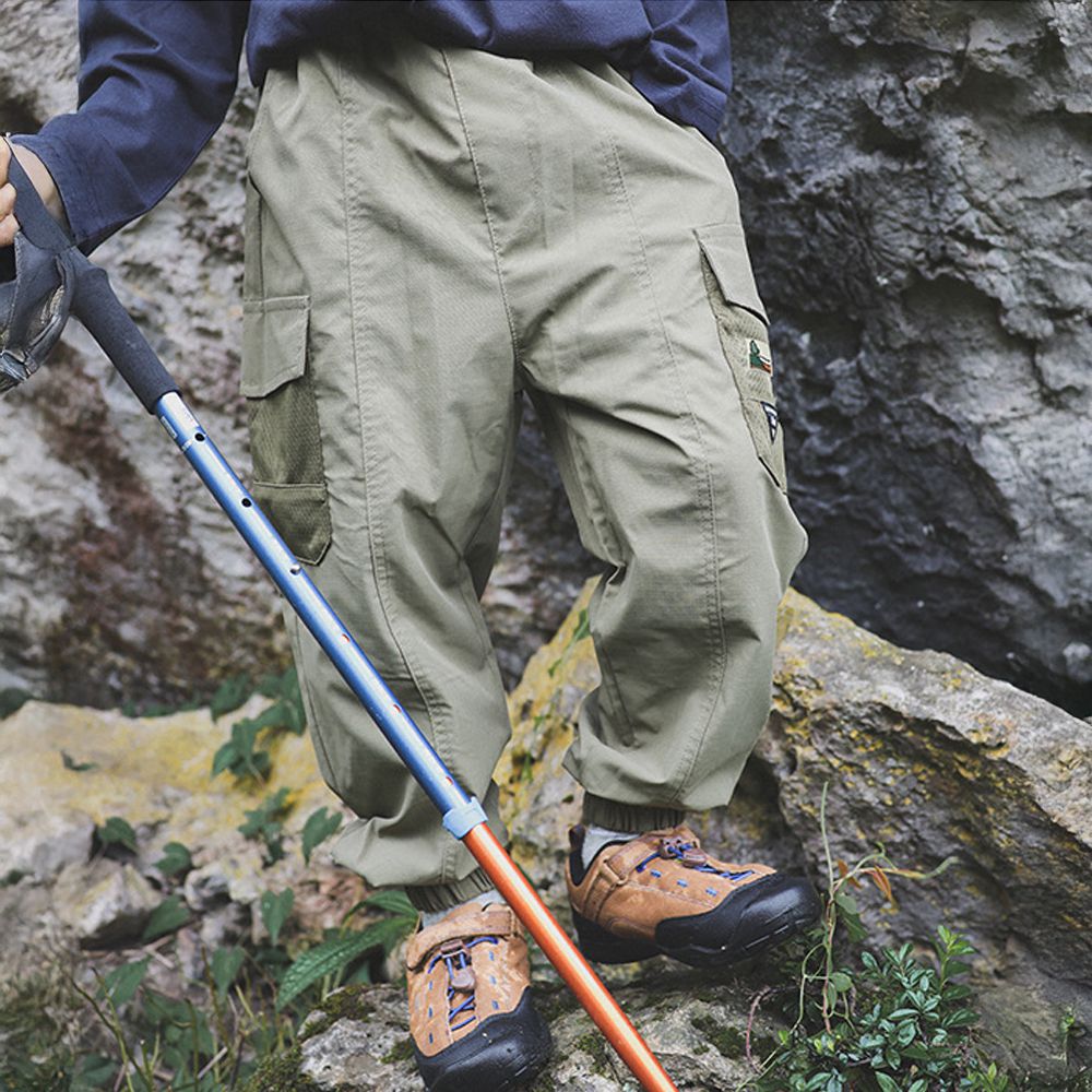 純棉耐磨工裝休閒長褲-撞色大口袋-軍綠