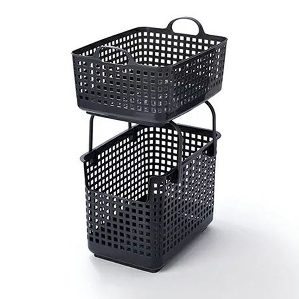 日本LIKE IT - 北歐風可堆疊組合式收納洗衣籃(整組)-深灰色