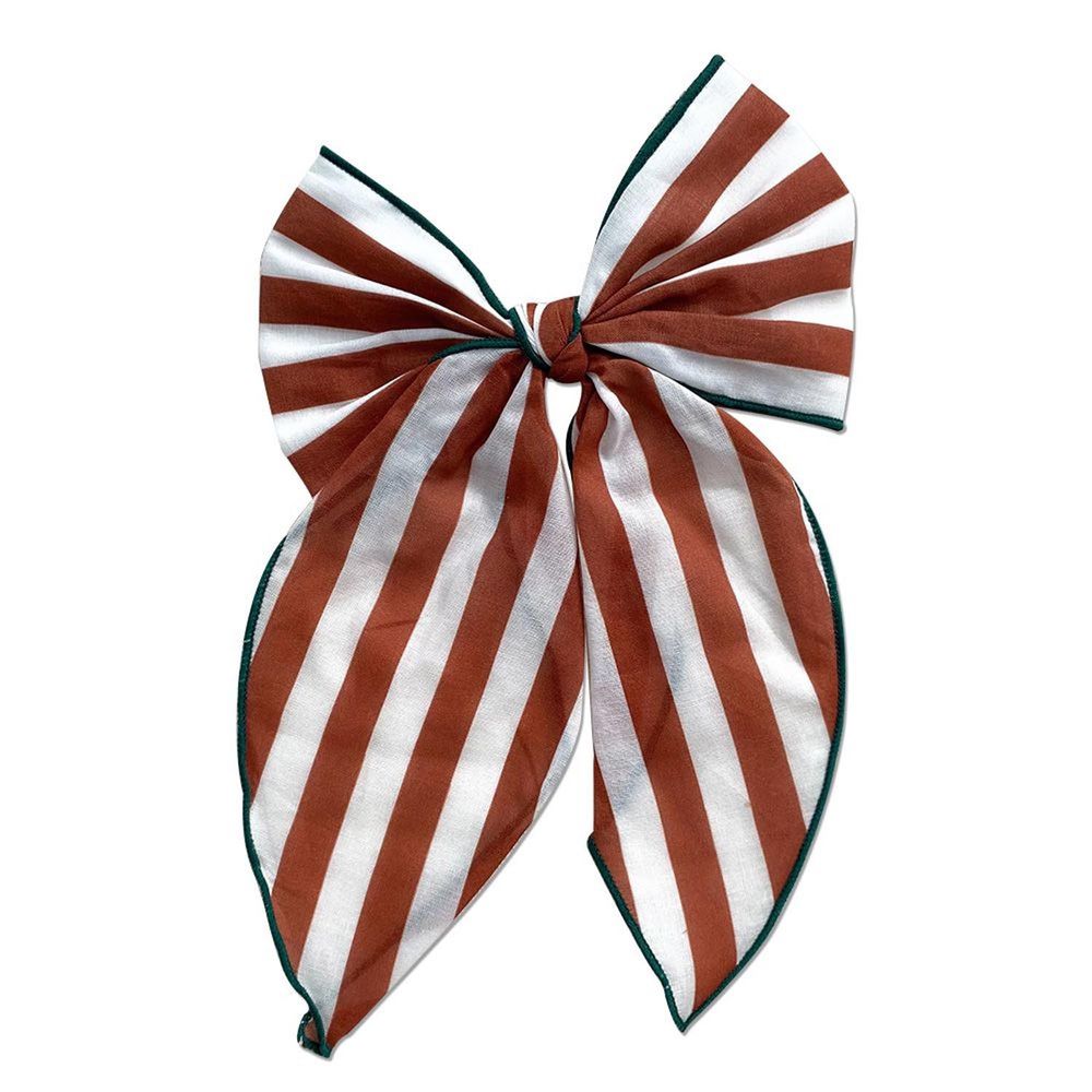 丹麥 GRECH & CO. - 蝴蝶結髮夾 (大尺寸)-條紋白 (適用於2歲以上)
