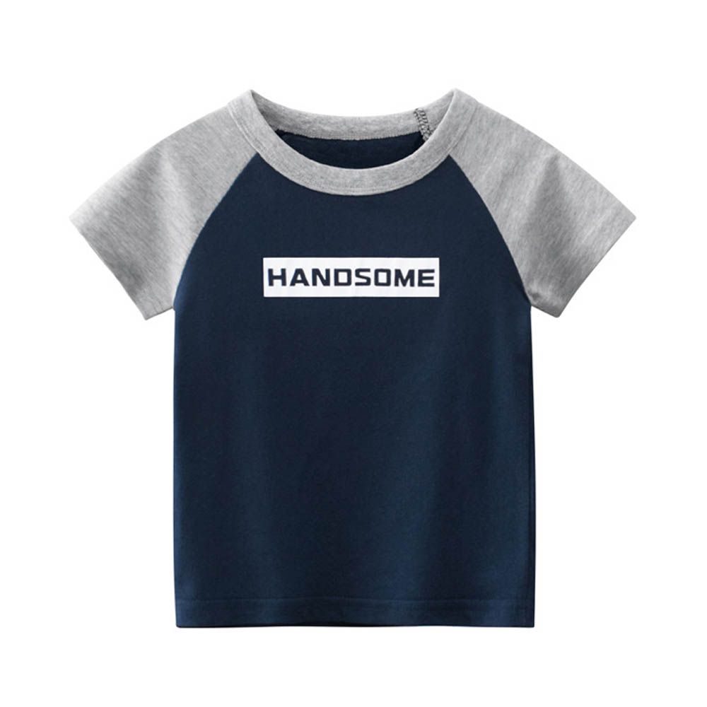 純棉短袖上衣-HANDSOME-藏青/灰