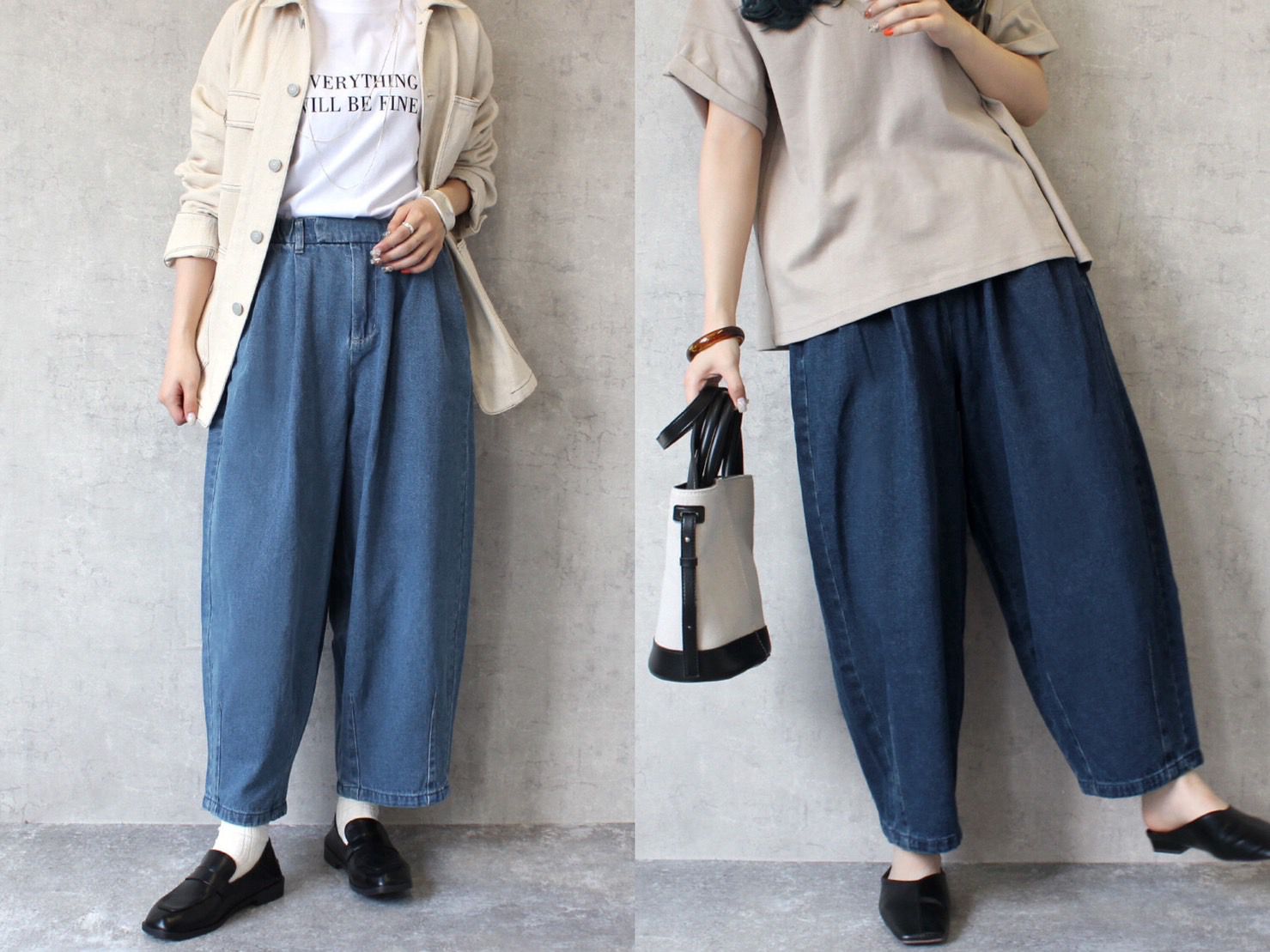 日本女裝代購 - [熱銷款] 藏肉必備休閒美腿長褲-丹寧-淺藍