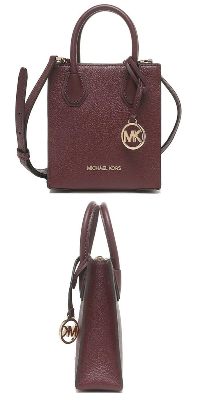 MICHAEL KORS - 皮革迷你手提斜背兩用包-酒紅