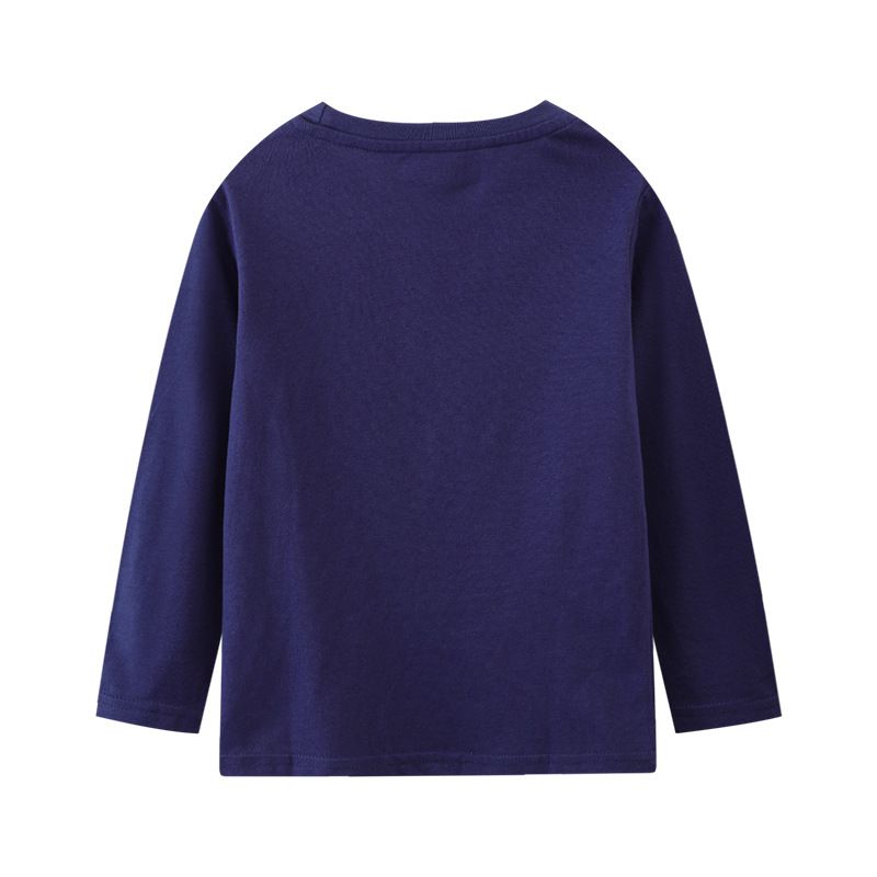 Jumping meters - 夜光圓領棉質長袖上衣-星星恐龍-深藍色