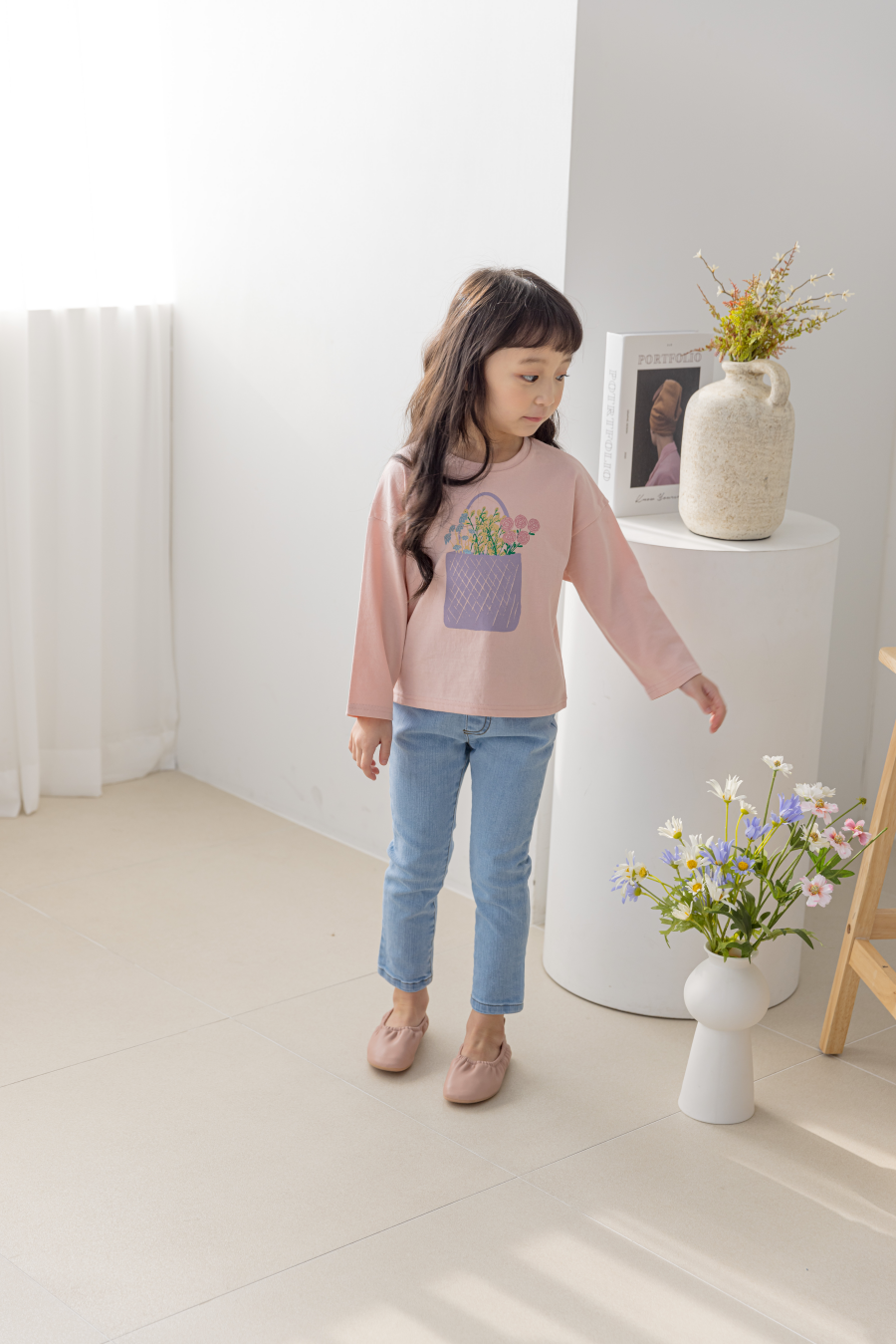 韓國 Orange Mom - 花籃薄上衣-粉紅