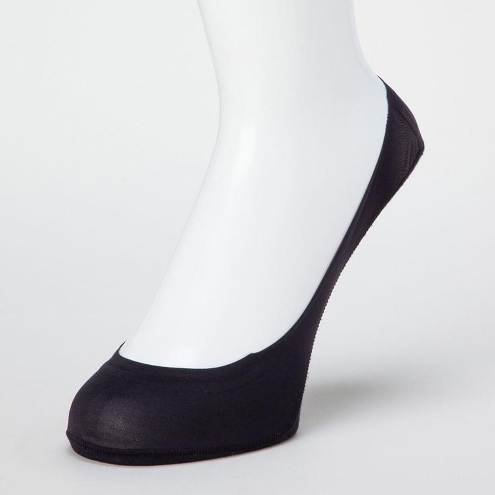 日本 okamoto - 超強專利防滑ㄈ型隱形襪-淺履款-黑-足底棉混2.0