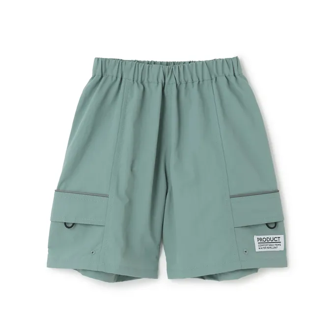 日本 b-ROOM - 抗汙防潑水 機能玩耍側口袋短褲-深橘