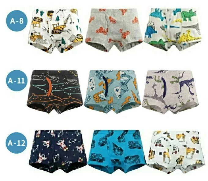 日本 Ho-ho kids - [人氣No.1]純棉透氣男孩內褲(3入)-鯊魚/狗狗/挖土機-藍色系