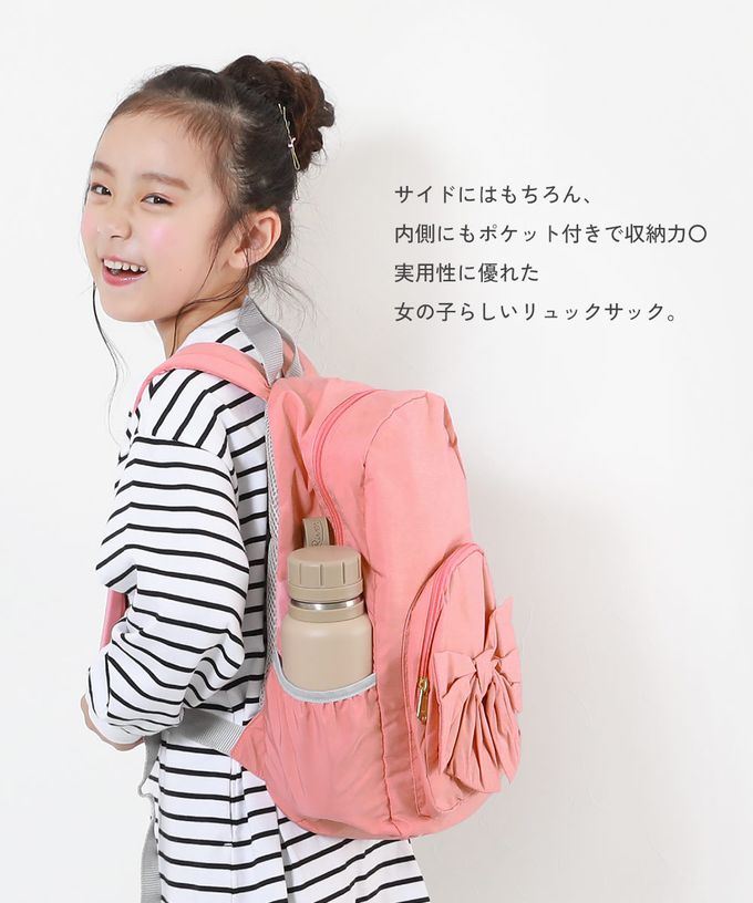 日本 devirock - 可愛蝴蝶結方便收納背包-卡其