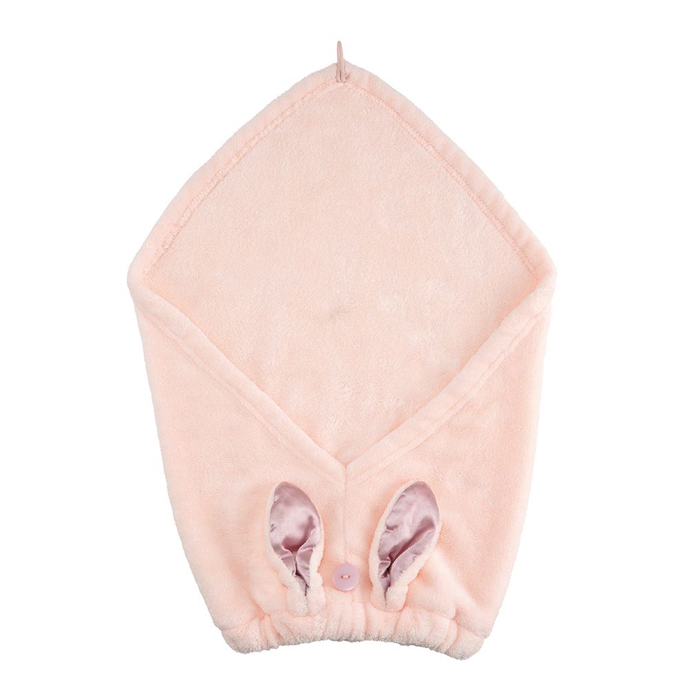 日本 CB JAPAN - 動物造型超細纖維擦頭包巾-緞帶粉兔
