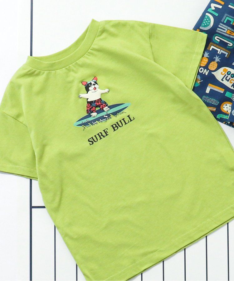 日本 BREEZE - 暑假來了立體印花短袖上衣-甲蟲-撞色袖黃