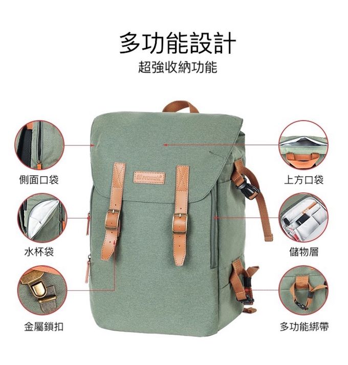 Heine 海恩 - Prowell 電腦包 筆電包 輕旅行後背包 旅行包 15.6吋筆電包 (WIN-53444)-軍綠